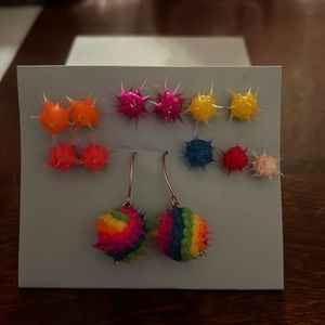 Claire’s spikey ball studs + multicolored dangle set